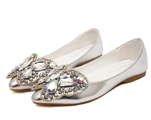 Andrew Stevens Women's Amira Glitter Flat Shoe, Silver