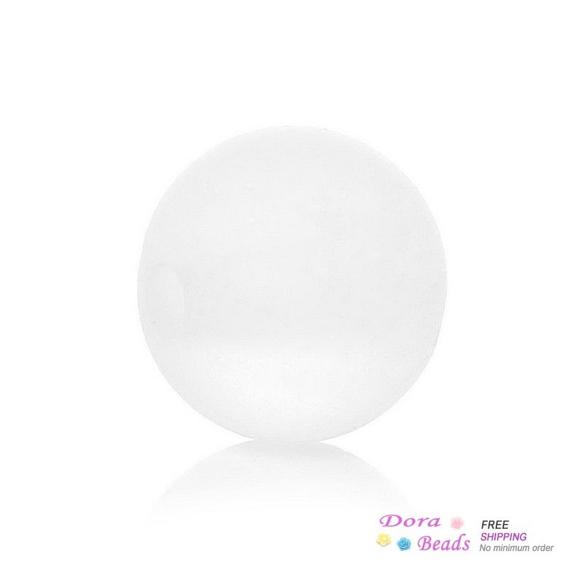 Acrylic Spacer Beads Round White Frosted About 8mm( 3/8") Dia,Hole:Approx 2mm,500PCs (B35882)