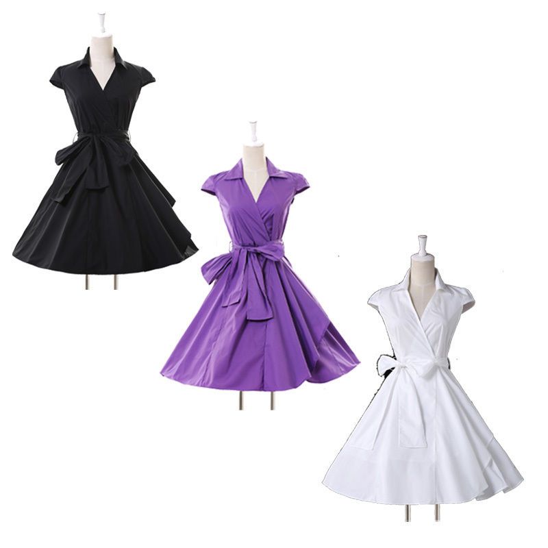 2015 Summer dress Women Clothes Retro Style Navy Women Dress Sleeveless O-Neck Polka Dot