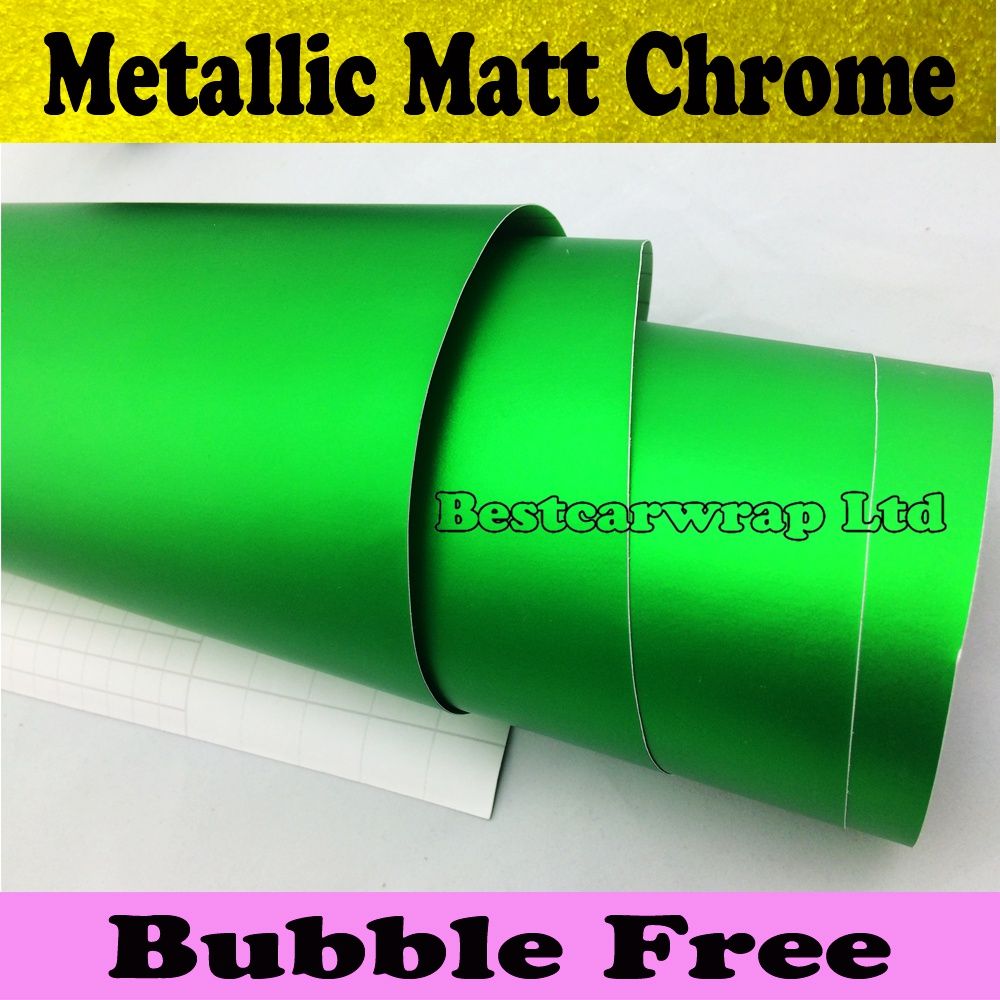 satin Green Matte chrome vinyl car wrap Car Sticker Sheet Film Air Bubble Free Chrome green matt full car wrap 1.52x20m/Roll Free Shipping