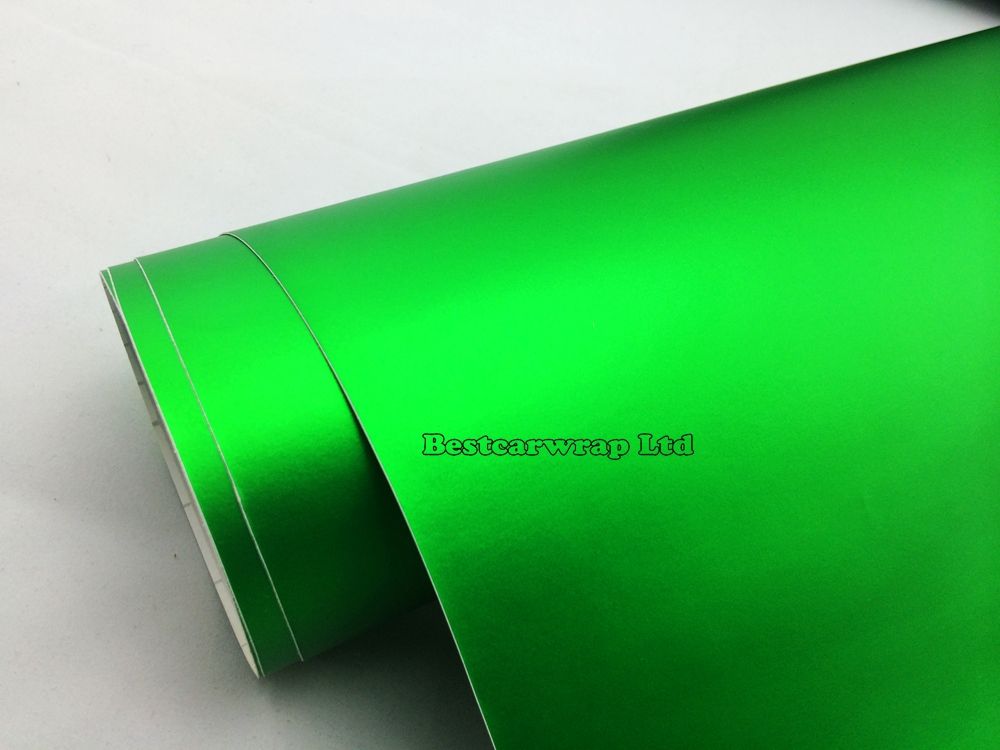 satin Green Matte chrome vinyl car wrap Car Sticker Sheet Film Air Bubble Free Chrome green matt full car wrap 1.52x20m/Roll Free Shipping