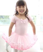 Free Shipping Young Girl Ballet Dance Clothes Half Sleeve With Dots