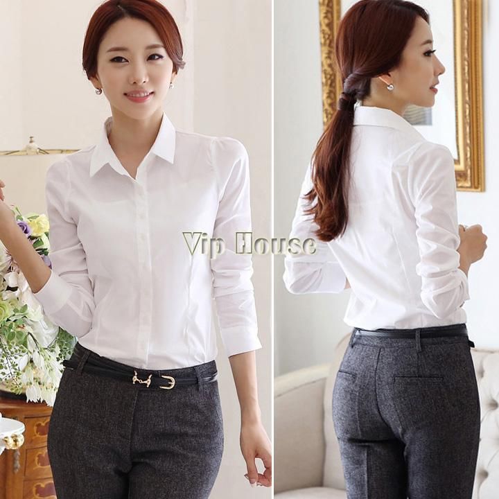 Discount White Blouses Women Work Wear Sheer Shirts Cardigan European