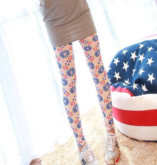 Fashion Sexy Women Leggings Elastic printed Tights Girl Graffiti slim ninth pants capris skinny pants clothing