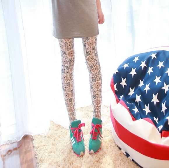 Fashion Sexy Women Leggings Elastic printed Tights Girl Graffiti slim ninth pants capris skinny pants clothing