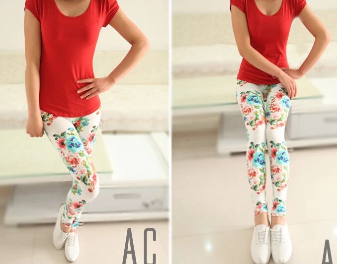 Fashion Sexy Women Leggings Elastic printed Tights Girl Graffiti slim ninth pants capris skinny pants clothing