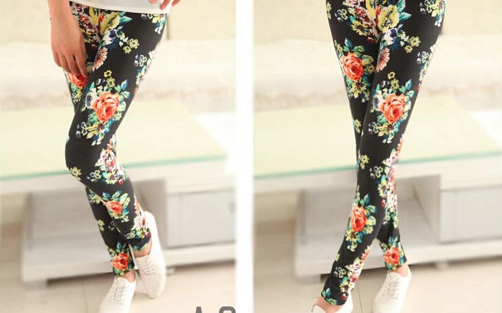 Fashion Sexy Women Leggings Elastic printed Tights Girl Graffiti slim ninth pants capris skinny pants clothing