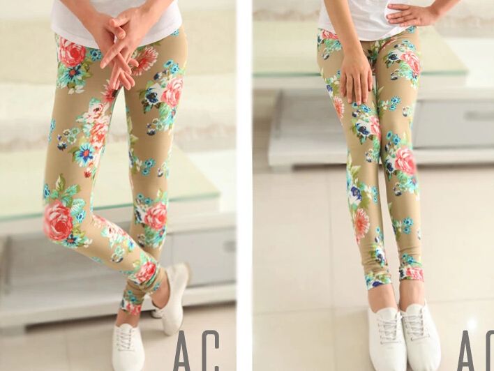 Fashion Sexy Women Leggings Elastic printed Tights Girl Graffiti slim ninth pants capris skinny pants clothing