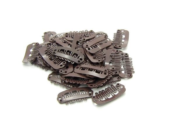 Smallest 24cm 6 Teeth Hair Clips for Hair ExtensionsToupees ClipsHair Extension ToolsLight Brown100pcs