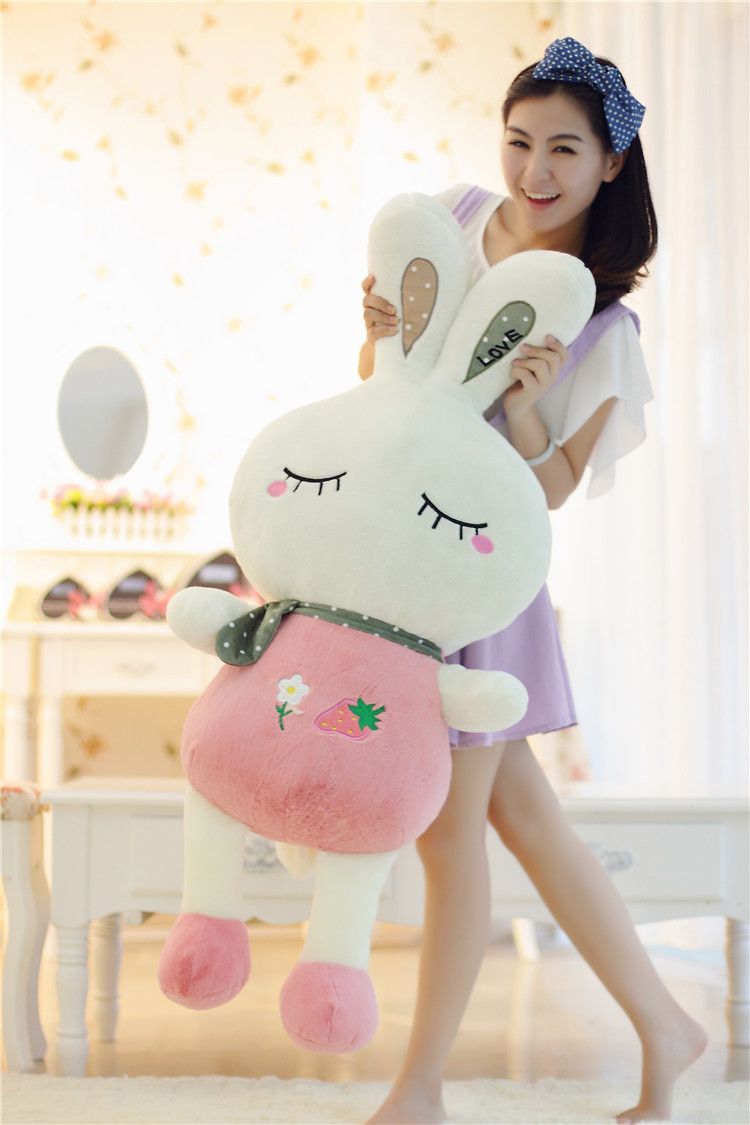 giant stuffed pink rabbit