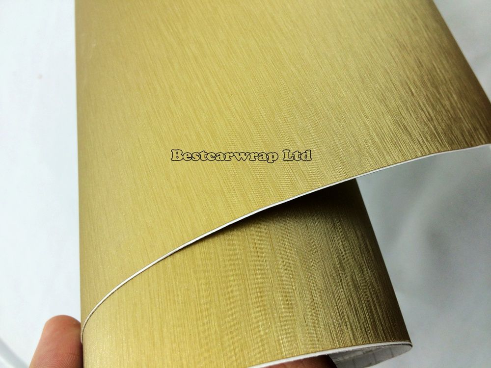 Gold Metallic Brushed Aluminum steel Vinyl For Car Wrap Golden Brushed Film Foile Vehicle Stickers Graphics Air Bubble Free 1.52x30M/Roll