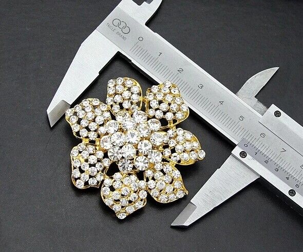 2.2 Inch Sparkly Rhinestone Crystal Diamante Wedding Bridal Bouquet Bridesmaid Jewelry Brooch