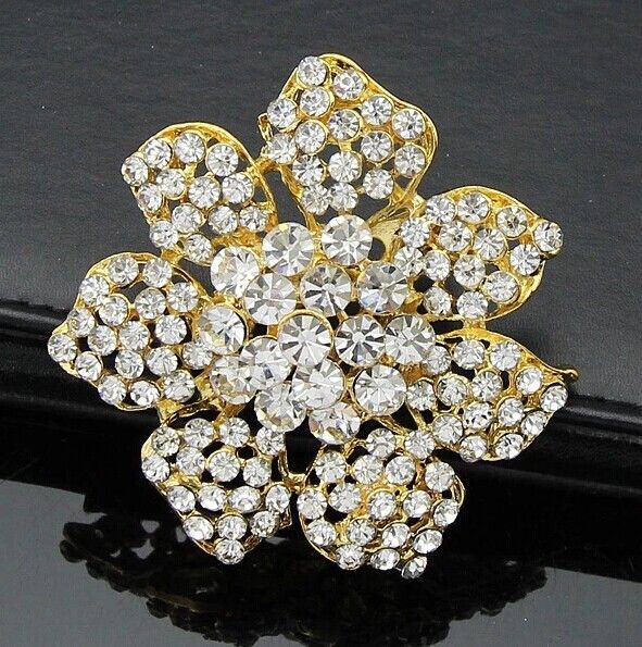 2.2 Inch Sparkly Rhinestone Crystal Diamante Wedding Bridal Bouquet Bridesmaid Jewelry Brooch
