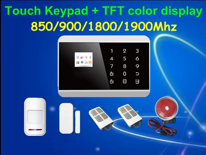 Touch Keypad&TFT Display 99 Wireless Zones GSM/PSTN/SMS Home PIR Voice