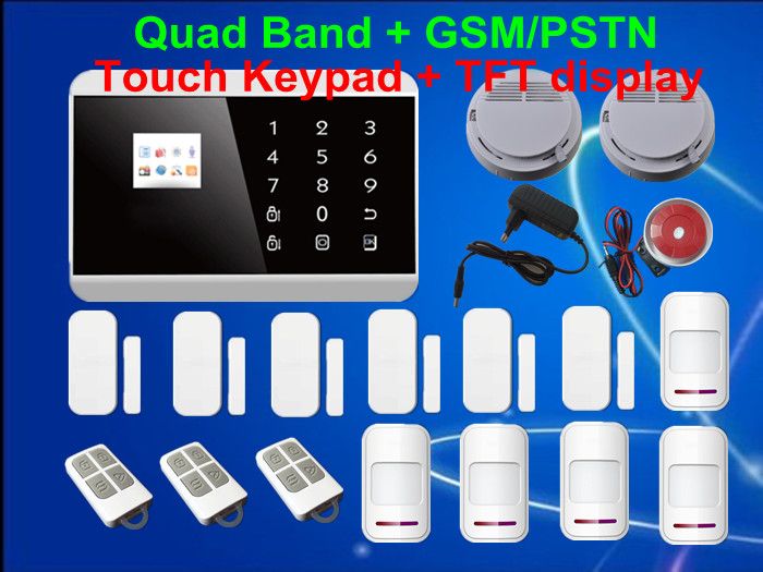 !99 Wireless Touch Keypad LCD TFT Display GSM PSTN SMS Home Security