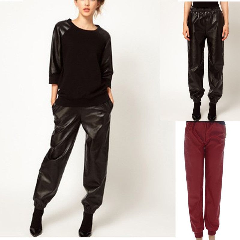 black leather sweatpants