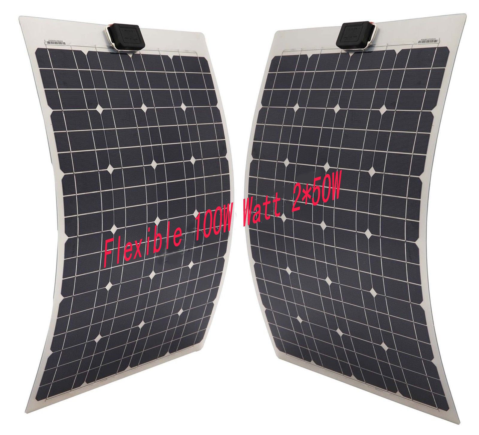 100W Watt 2*50W Semi-Flexible solar panel Off Grid 12V RV Boat Home