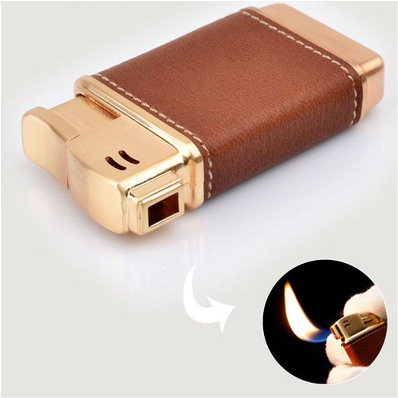 Best Quality New Pu Leather Cigarette Pipe Lighter Flame Refillable