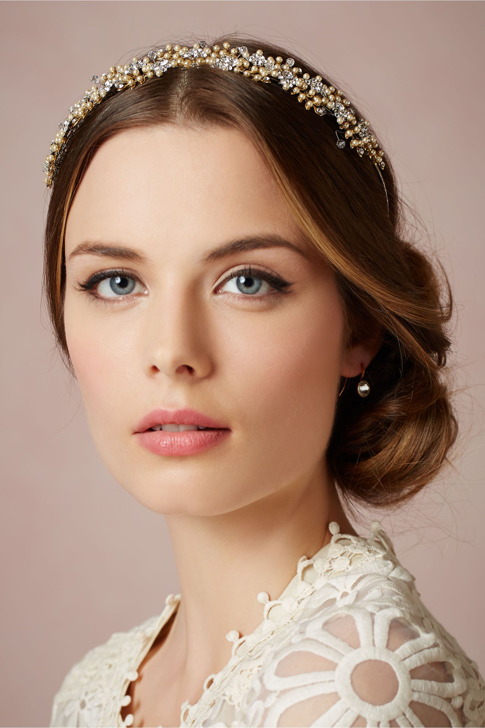Fashion Gold Color Pearls Bridal Tiaras With Crystals Headbands Wedding