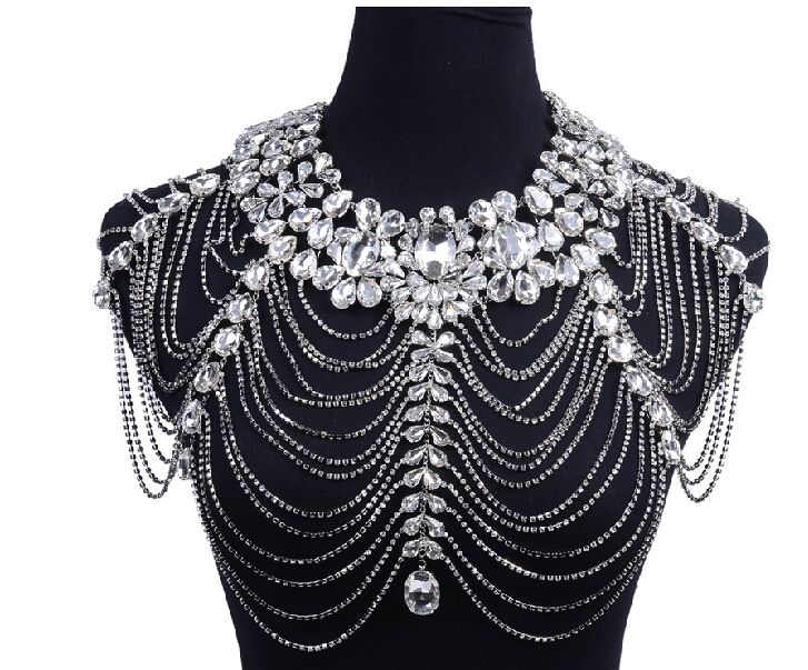 2018 Wedding Bridal Shoulder Necklace Wrap Silver Crystal Rhinestone Diamond Jewelry Shoulder