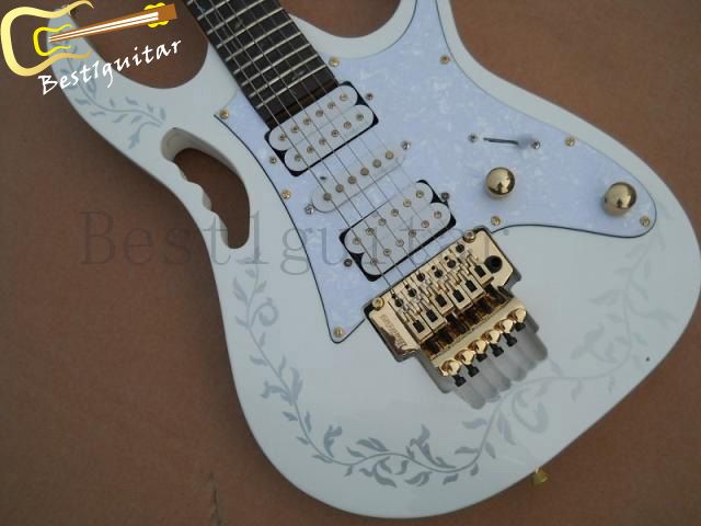free shipping electric guitar the piano body with white flowers 
