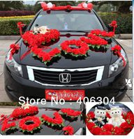 Strung wedding car flowers