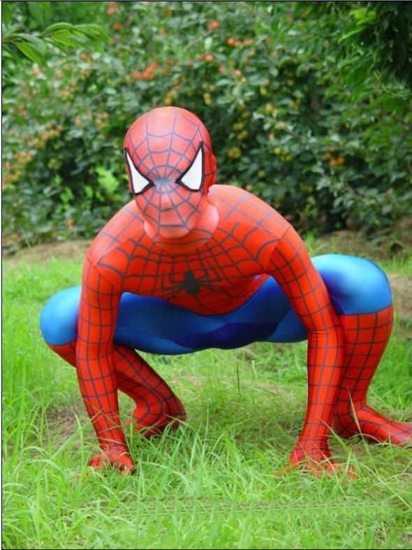 Hot Sale Halloween Adult Spiderman Costumes Red And Blue Lycra/Spandex