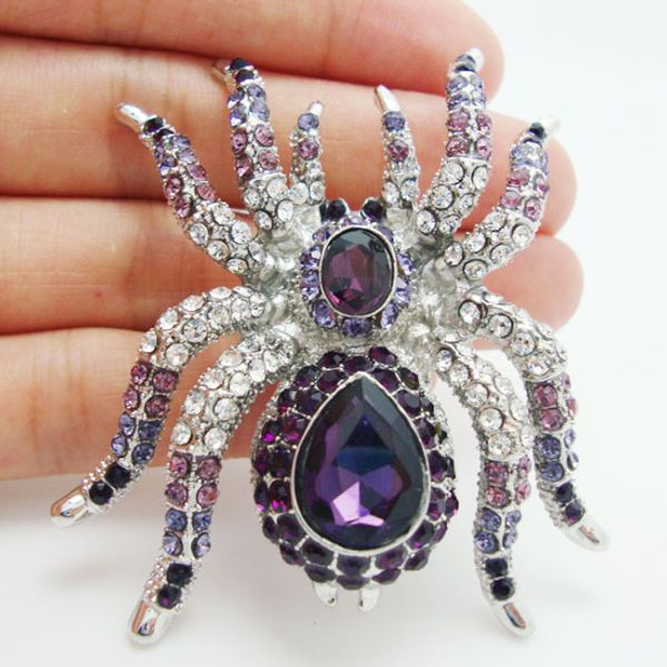 Wholesale- Free shipping Classic Vintage Halloween Spider Insects Brooch Pin Purple Rhinestone Crystals
Wholesale- Free shipping Classic Vintage Halloween Spider Insects Brooch Pin Purple Rhinestone Crystals