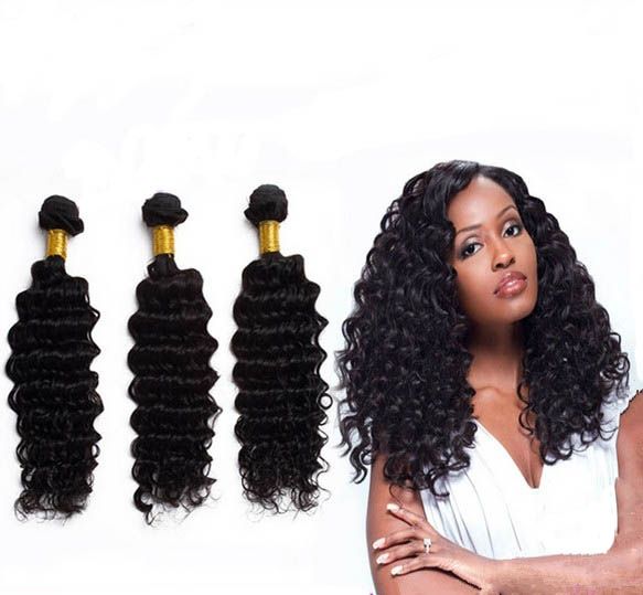 

Wholesale - mix 12"-28" brazilian virgin remy hair deep wave 100% unprocessed hair weft 55g/pcs 5pcs/lot 1B# natural color dhl free