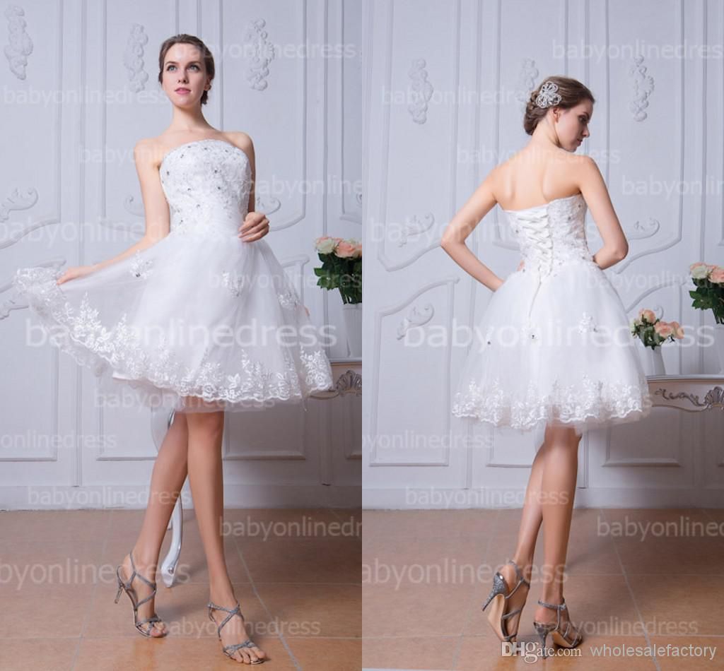 Short Strapless Beach Wedding Dresses