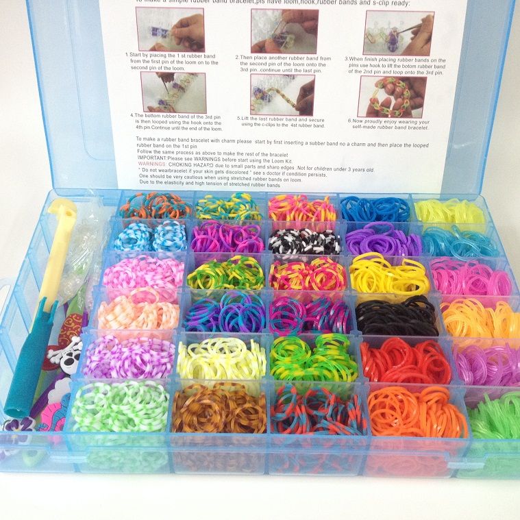 NEW Bands Rainbow Loom Bands Kit with 100 S Clips & 1 Big Hook & 4