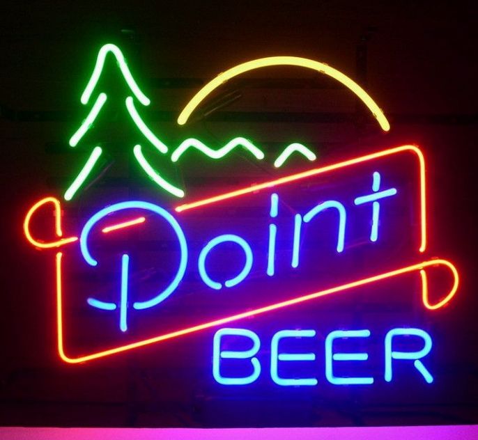 NEW POINT BEER REAL GLASS NEON LIGHT BEER LAGER BAR SIGN POINT BEER