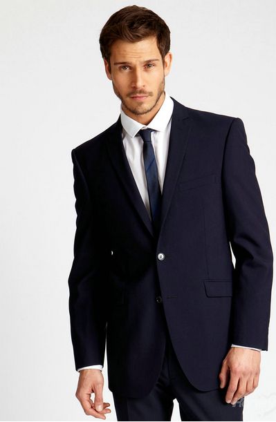 Flap Pockets Two Buttons Front Notch Lapel Custom Navy Suits a.29