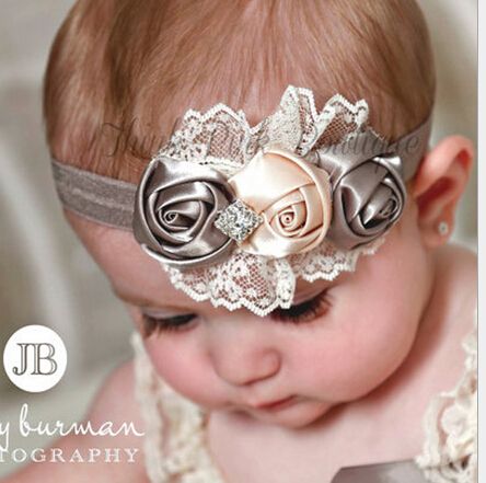 baby diamond lace flower rose hair rhinestone headbands bows elastic band children props gifts jewelry christmas headband flowers larger accessories