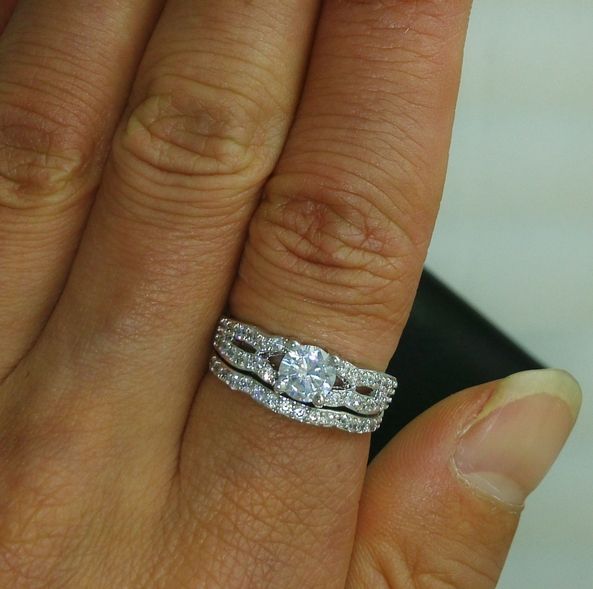 Size 6/7/8/9/10 Fashion jewelry 10kt white gold Filled white Topaz Gem women Wedding Ring set for love gift