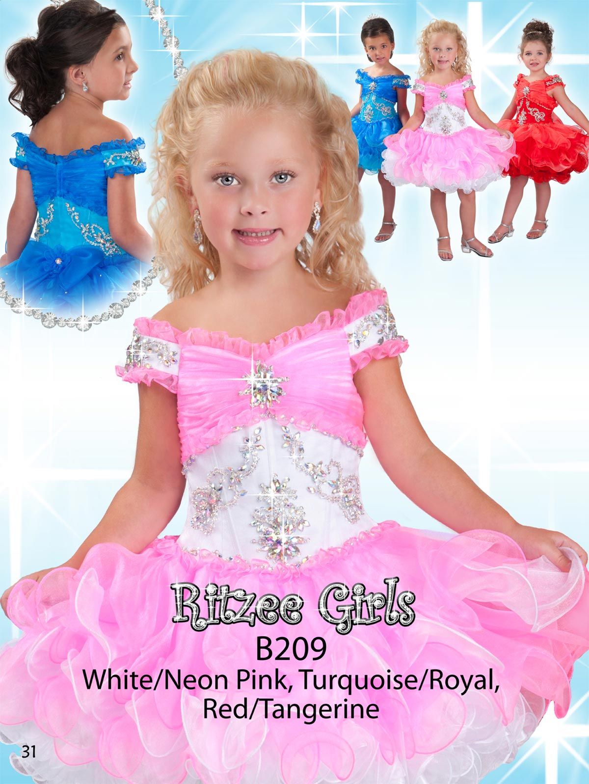 Ruffled Neckline And Waist Beaded Pageant Dress Little Rosie Off