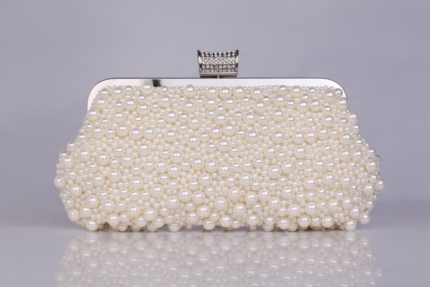 Cream Evening Clutches with Pearls Wedding Clutches Prom Clutches