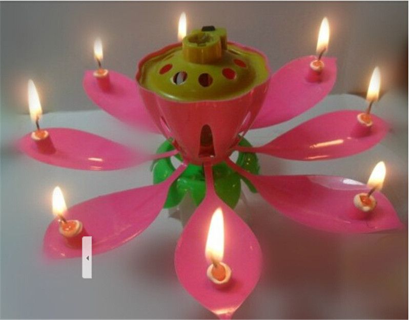 Lotus Music Candles LED Lotus Candle Light Birthday Gift to Kids Lotus ...