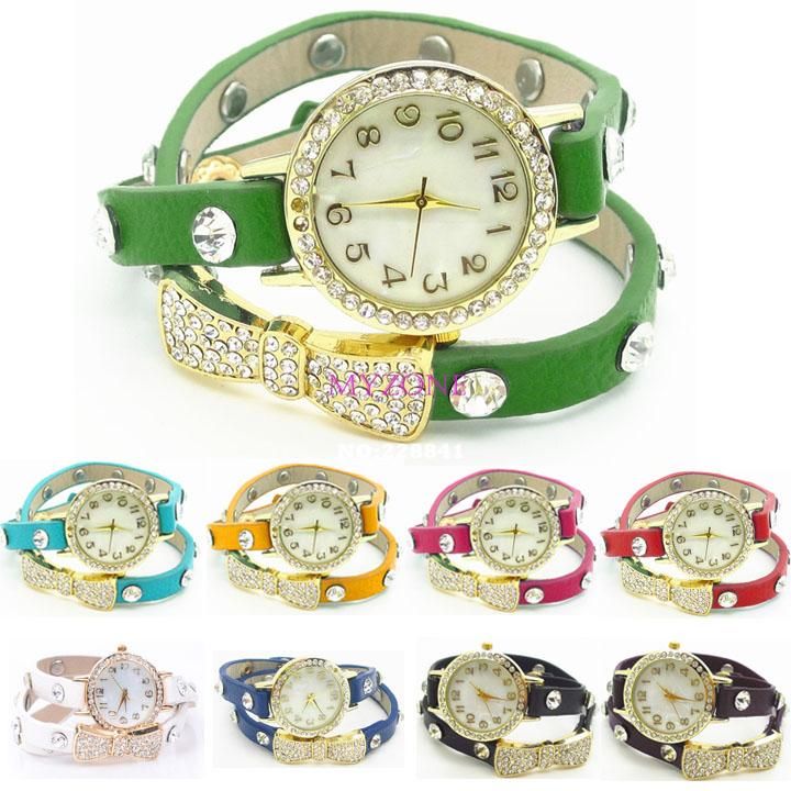 Bronze Ladies Quartz Watches Vintage Watch Long Leather Strap Casual