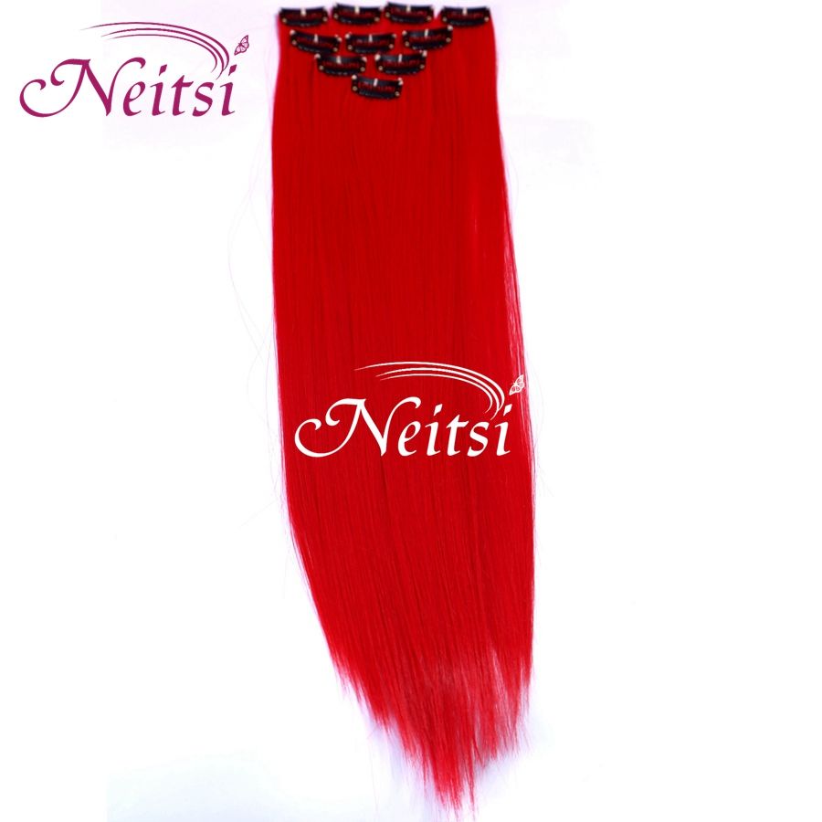 Cheap Promotion RedF19 18 Synthetic Hair Colorful Popular Clip in Hair