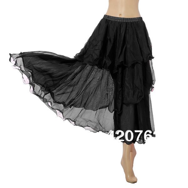 Free Shipping Wholesale Hot Charming Elegant Belly Dance Costume 3 Layers Circle Spiral full Skirt 6 Colors