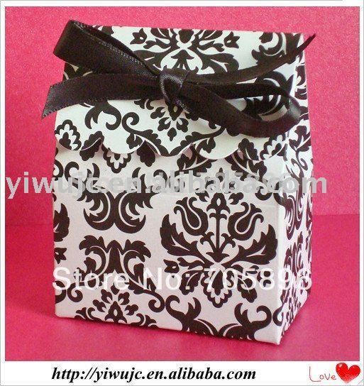 free shipping-- hot damask wedding candy box/bag, party gift box
