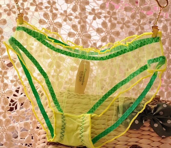 Fashion women girl gauze lace panties transparent candy colors panty thong cotton briefs underwear knickers 6pcs gift
