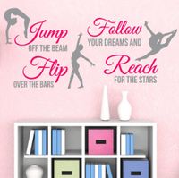 New 2014 2-Color Gymnastics Dance GIRLS SPORT Vinyl Wall Decor Mural Quote Decal Saying Wall Stickers Home Decor