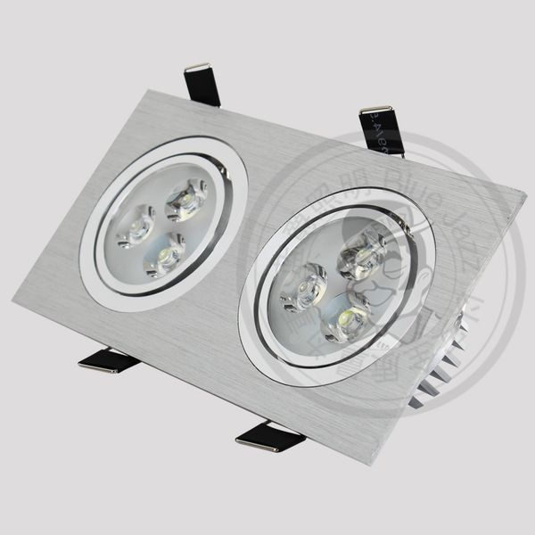 Led con rejilla lámparas de plata cepillada perno 2 * 3w 6w focos ...