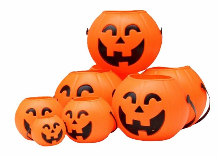 Led Medium Pumpkins Light, Portable Halloween Pumpkin \ Hollow Plastic Pumpkin Bucket