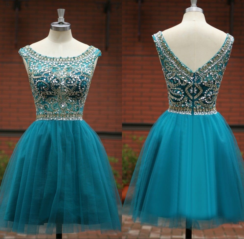 Neon Dresses 2015 Real Images Vintage Sheer Crystals