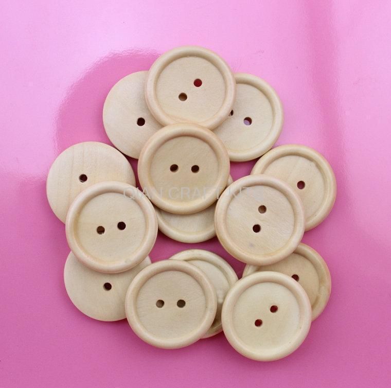 Of Light Brown Natural Paint Button Pack 25mm Round Wood, Wooden