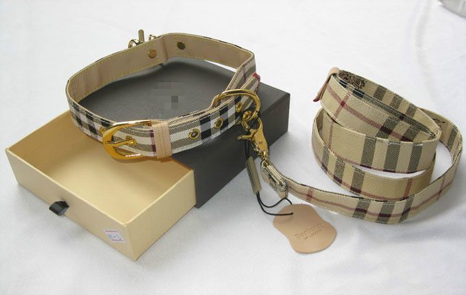 Best Wholesale Designer Pu Dog Collar+Leash Set Brand Check Print Dog Leather Lead High Quality ...