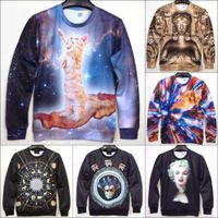 Cheap Cool! 2014 New Men Women Novelty Pullover Hoodies 3D Print Galaxy Cat Buddha Figure